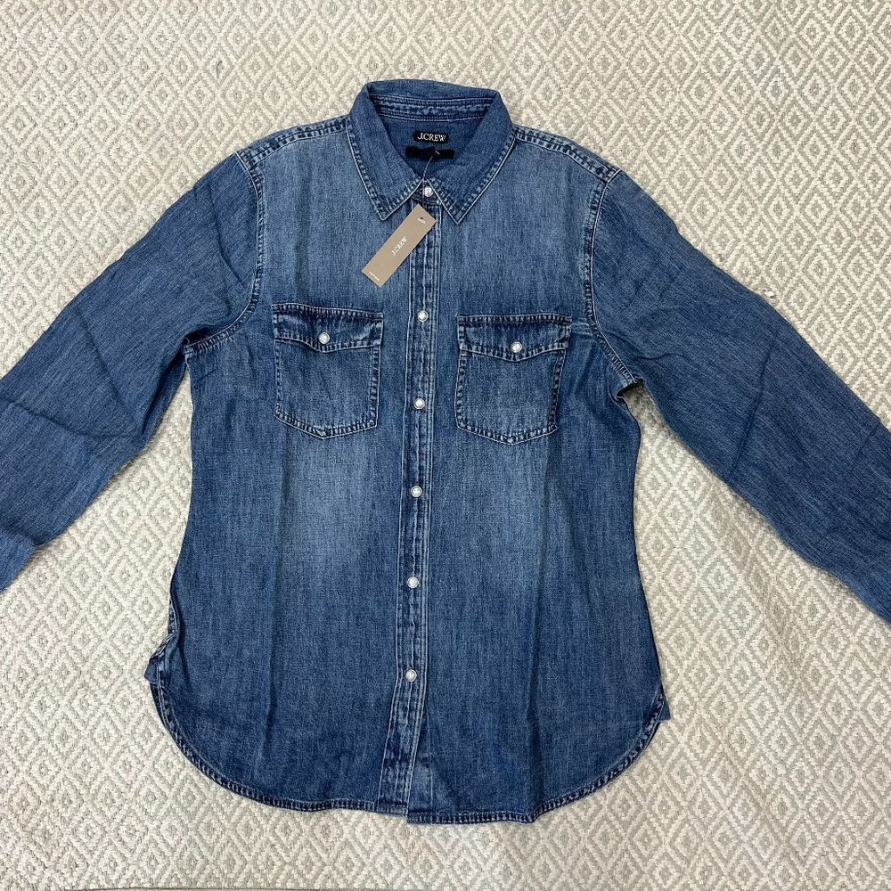 J. Crew Slim-fit Chambray Shirt- Size 8